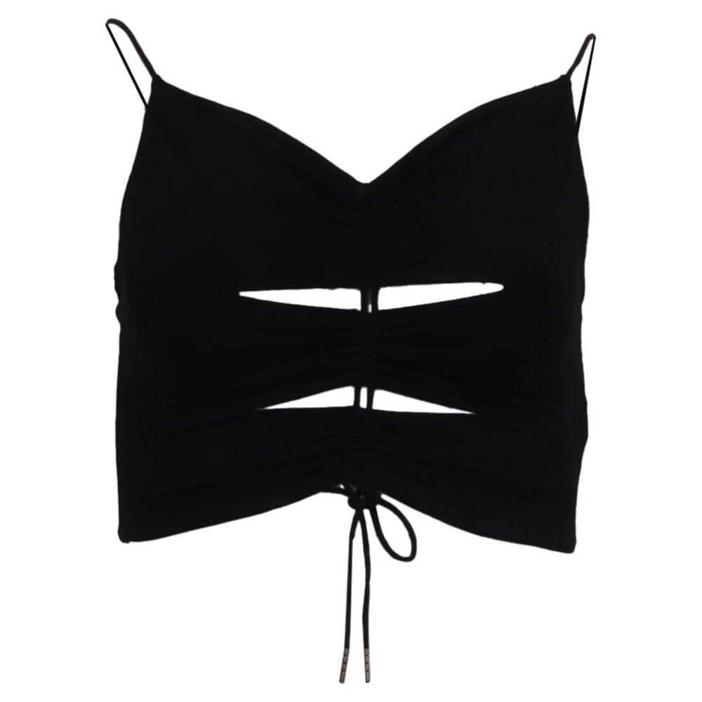 Alexander Wang Cutout Ruched Cropped Top in Black Viscose